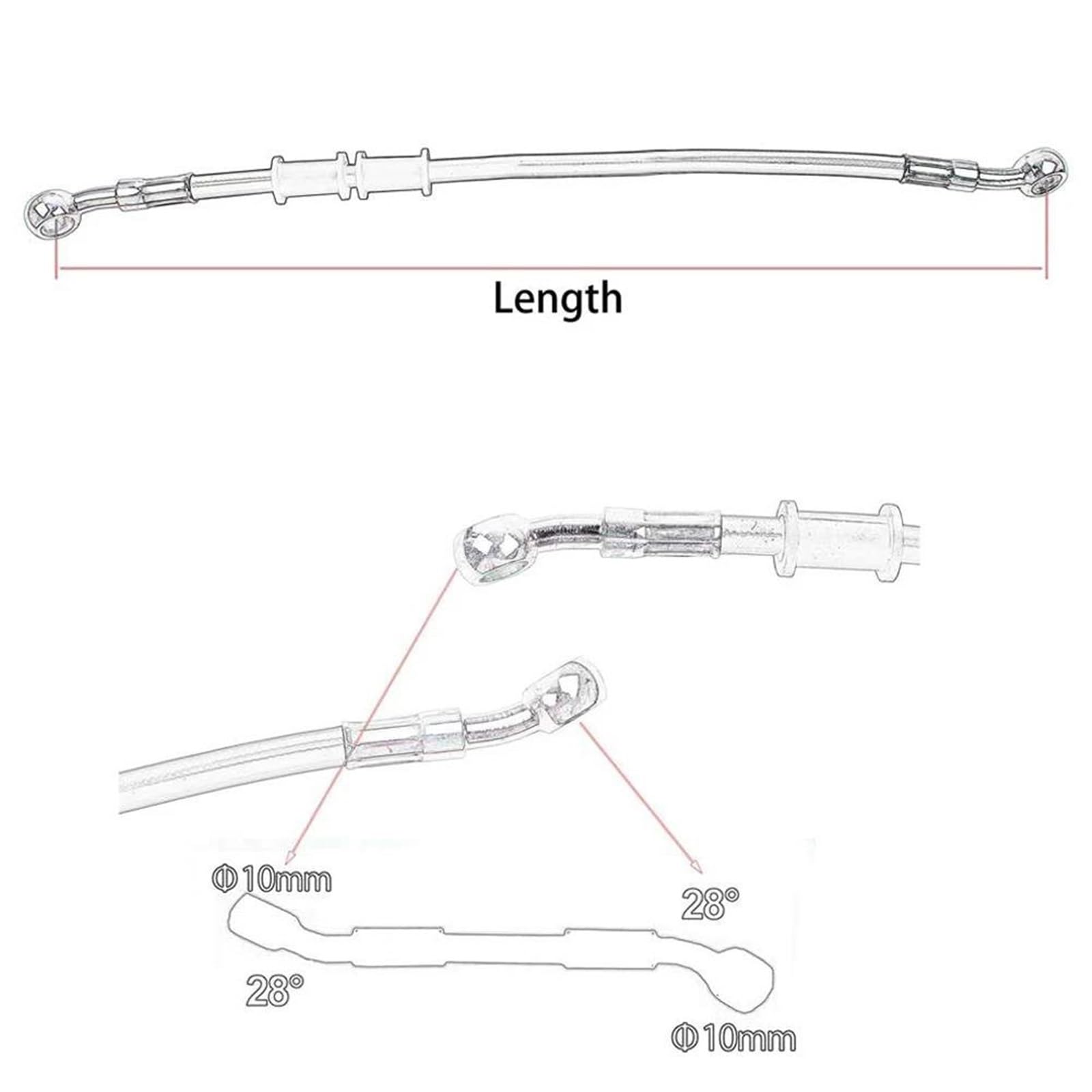 Flexible Frein hydraulique pour Suzuki pour Kawasaki pour Y-AMAHA Durite De Frein Hydraulique pour Moto (400 Mm - 2200 Mm), Raccord Banjo 10 À 28°, Flexible Tressé(150cm)