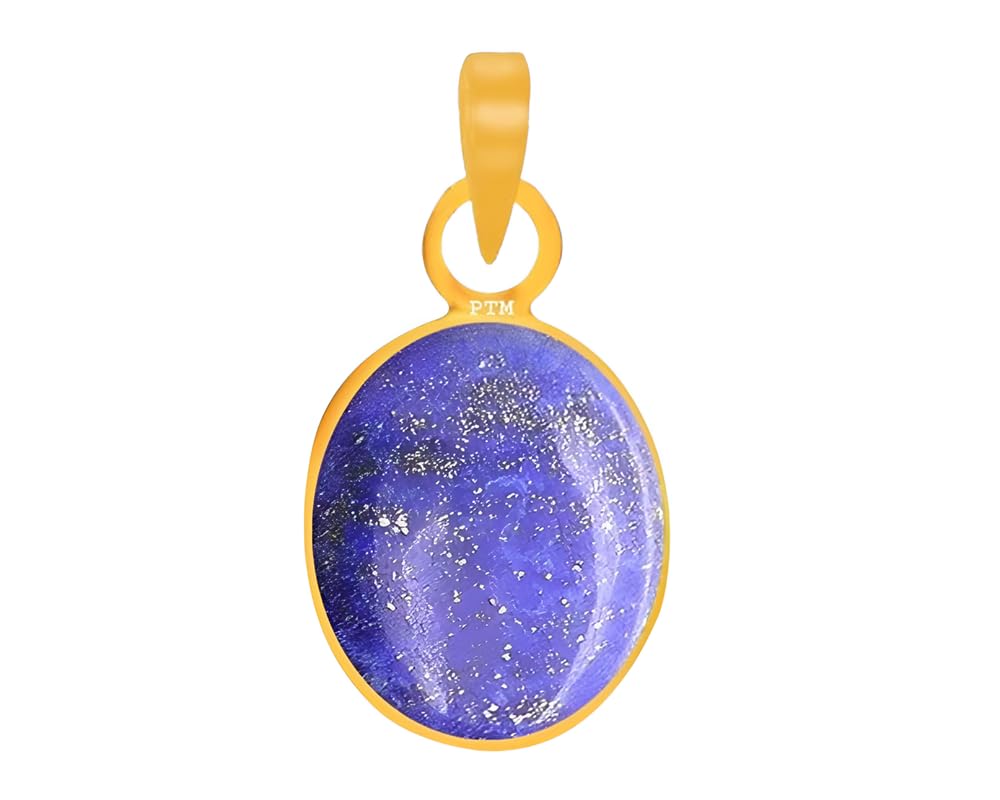 Ptm Natural Lapis Lazuli/Lajwart 3.25 to 10.25 Ratti or 3.00 to 9.50 Carat Astrological Certified Gemstone Panchdhatu/5 Metals 22k Gold Plated Pendant for Men & Women
