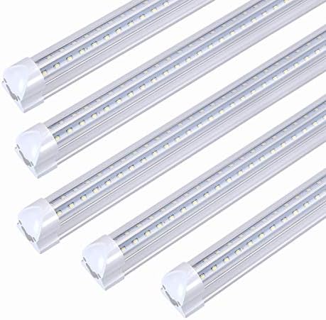TRLIFE 8FT LED Light Fixtures 72W, T8 Shop Light 8FT 6000K Cool White Dual Side V-Shape Integrated 8 FT LED Tube Lights(150W Fluorescent Light Equivalent), 8640Lm, Clear Cover (25 Pack)