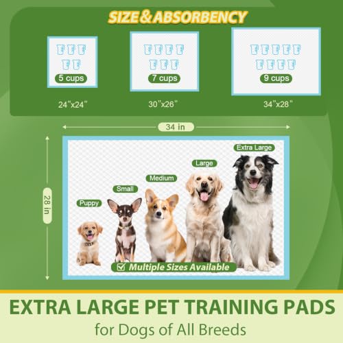 Image of DEEP DEAR XLarge Dog Pads 28 inchx34 inch, 40 Count Puppy Pads for Potty Training, Heavy Duty Pee Pads for Dogs, Dog Potty Pads for Pups, Kittens, Rabbits, Quick Drying & No Leaking Pet Pads for Housetraining