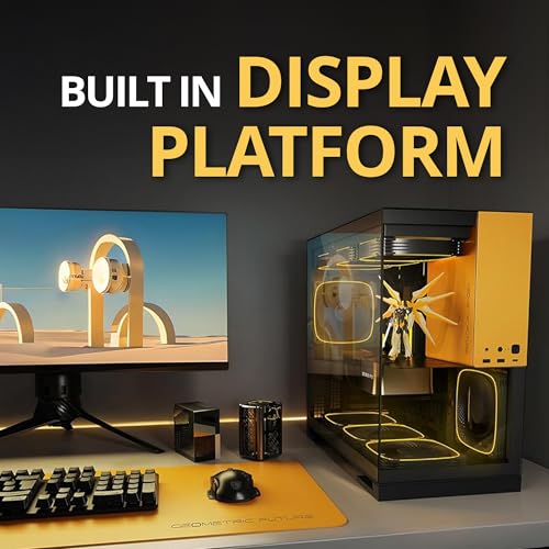 Image of Geometric Future M5 Tempered Glass Mid Tower, E-ATX /ATX Gaming Case, 1.2mm Steel, Type C, Toolless Panels, Support 420 /360 Radiator, Dual-Chamber, Black /Yellow, GEO-M5-BY