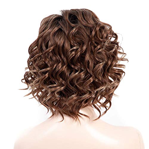 Perruque synthétique courte eau de vague or pour femme à cheveux fluffy - 5