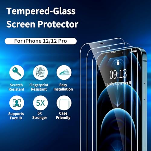 Image of AIBEX Tempered Glass for Apple iPhone 12 / Apple iPhone 12 Pro | 9H Hardness | Anti-Glare & Anti-Fingerprint | Water Resistant | Edge-to-Edge Full Screen Protector | Bubble-Free Installation