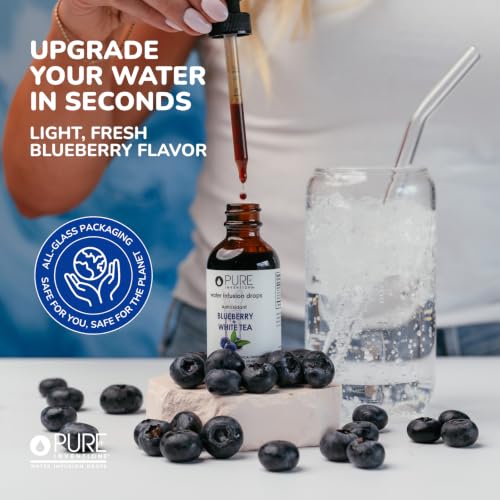 Image of Pure Inventions - Blueberry & White Tea Water Infusion Drops - Antioxidants & Electrolytes - Health & Wellness Drink - Immunity Support -Sugar Free, Zero Calorie, No Artificial Sweeteners -60 Servings