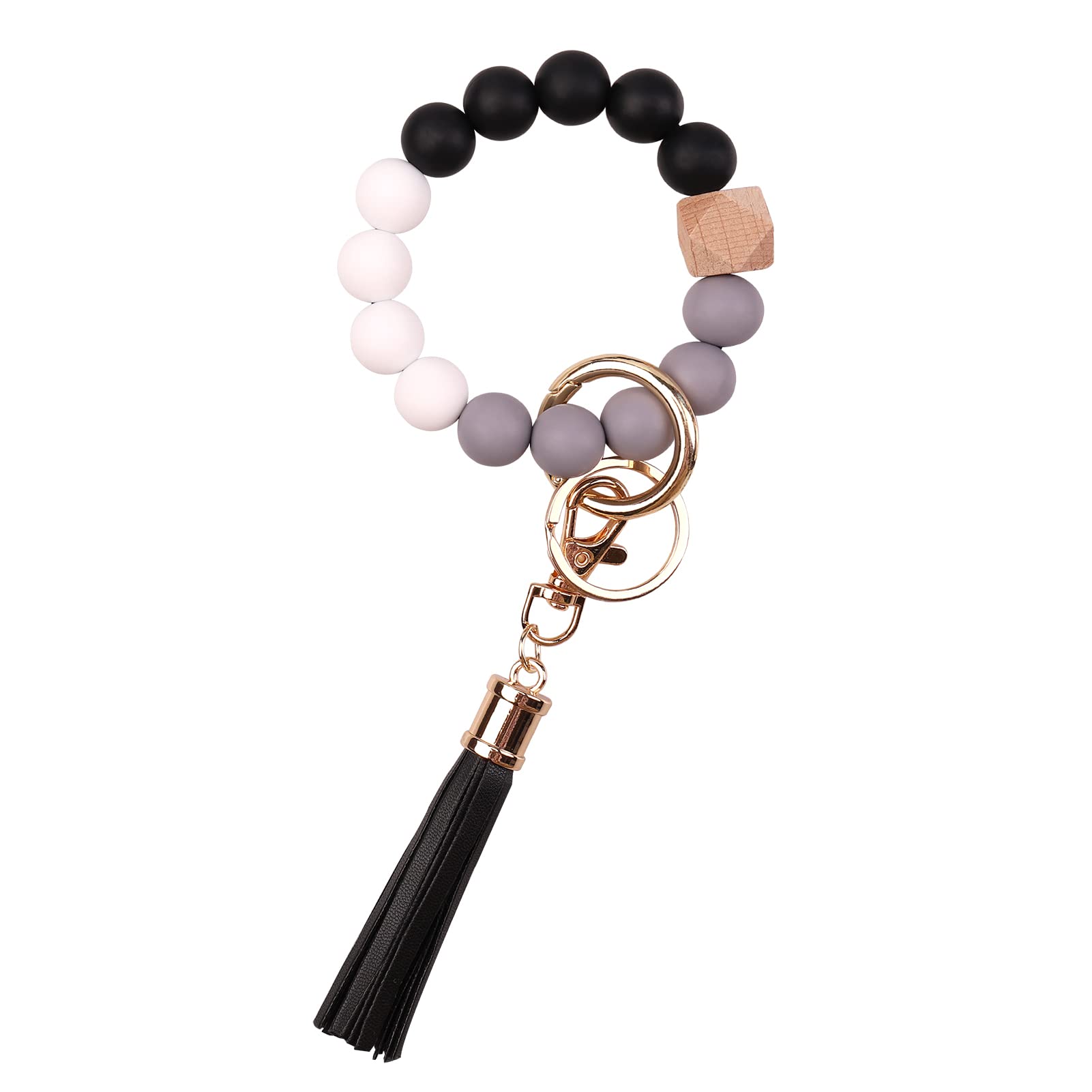 CHUQING Schlüsselanhänger Armband Autoschlüsselanhänger Perlen Schlüsselarmband Schlüsselbund auto Frau Schlüsselkette Silikonperlen Schlüsselband Kurz für Damen Frauen