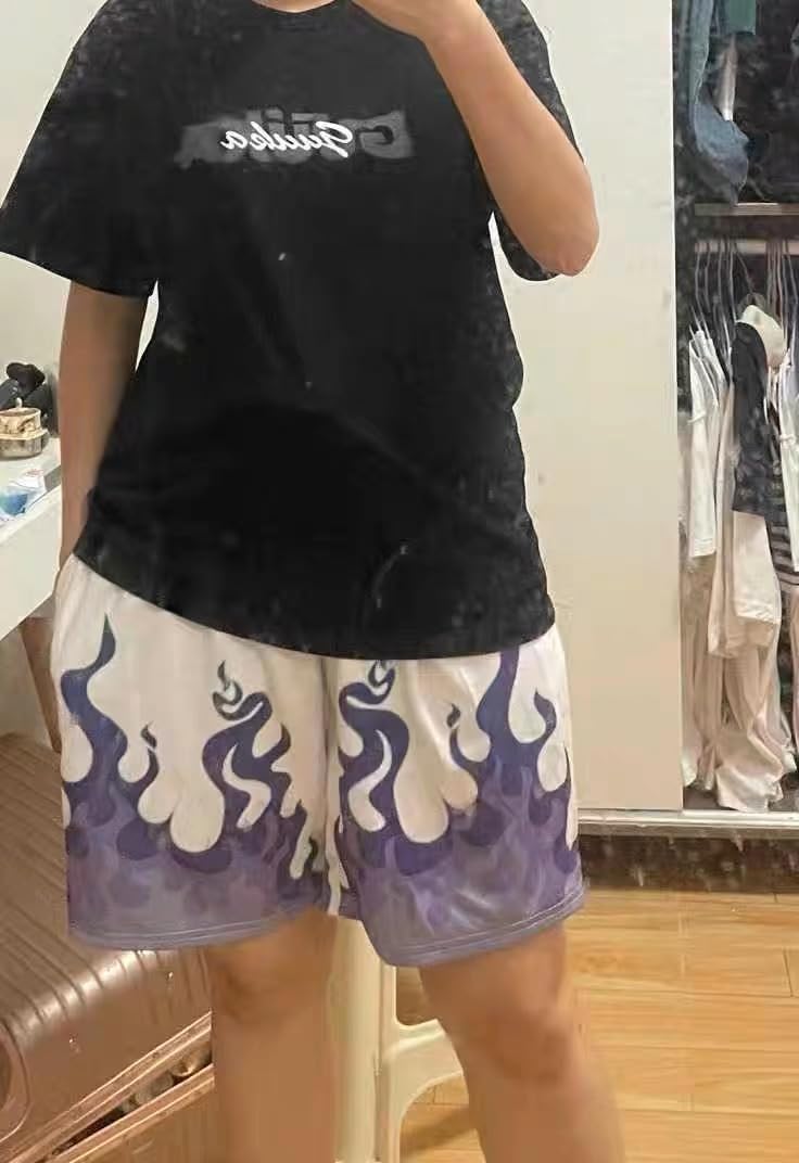 DIOTSR Mens Flame Graphic Basketball Shorts Cool Retro Running Athletic Shorts Drawstring Waist Casual Track Shorts - Image 5