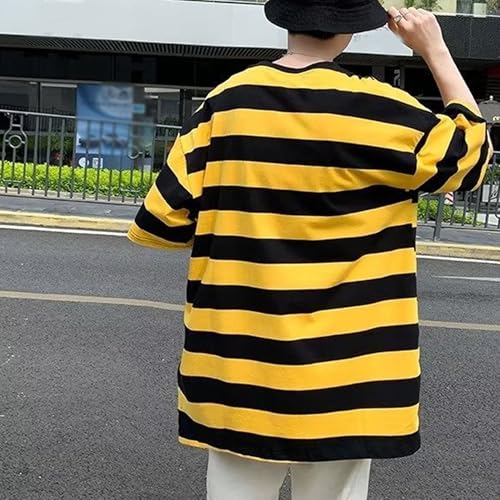 Men Casual Striped Student Shirts Thin Simple Style Crewneck Sport T Shirt Summer Classic Color Block Pullover Tops3