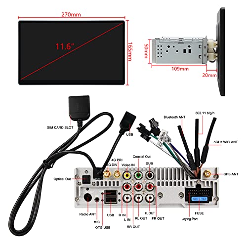 Joying Navigation Car Stereo 11.6 Inch Octa Core Single Din Android Auto Radio Car In-Dash Navigation Gps Units With Full-Fit 1920X1080 Screen 8Gb+128Gb Support Bluetooth 5.1,Dvr,Obd2,Back-Up Camera #TOP7