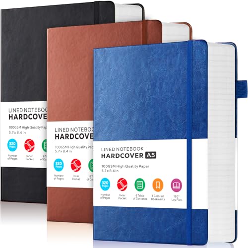 Carnet de notes ligné A5 FOCUS DAY lot de 3 pour le bureau et l'écriture quotidienne
