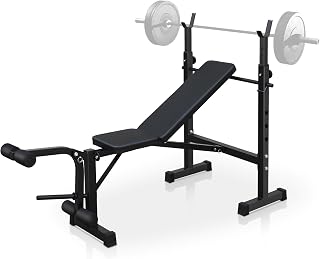 Adjustable Weight Bench, Bench Press Rack, Leg Exercises Preacher Curl Rack for Home Gym Full Body Workout, Black