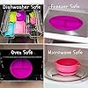 EVLA'S Baby Feeding Set, Baby Led Weaning Supplies, Adjustable Silicone Bibs, Divided Plate, Suction Bowl with Lid, Soft Spoons for Babies or Toddlers, Baby Registry must have!(Pink and Purple) #3