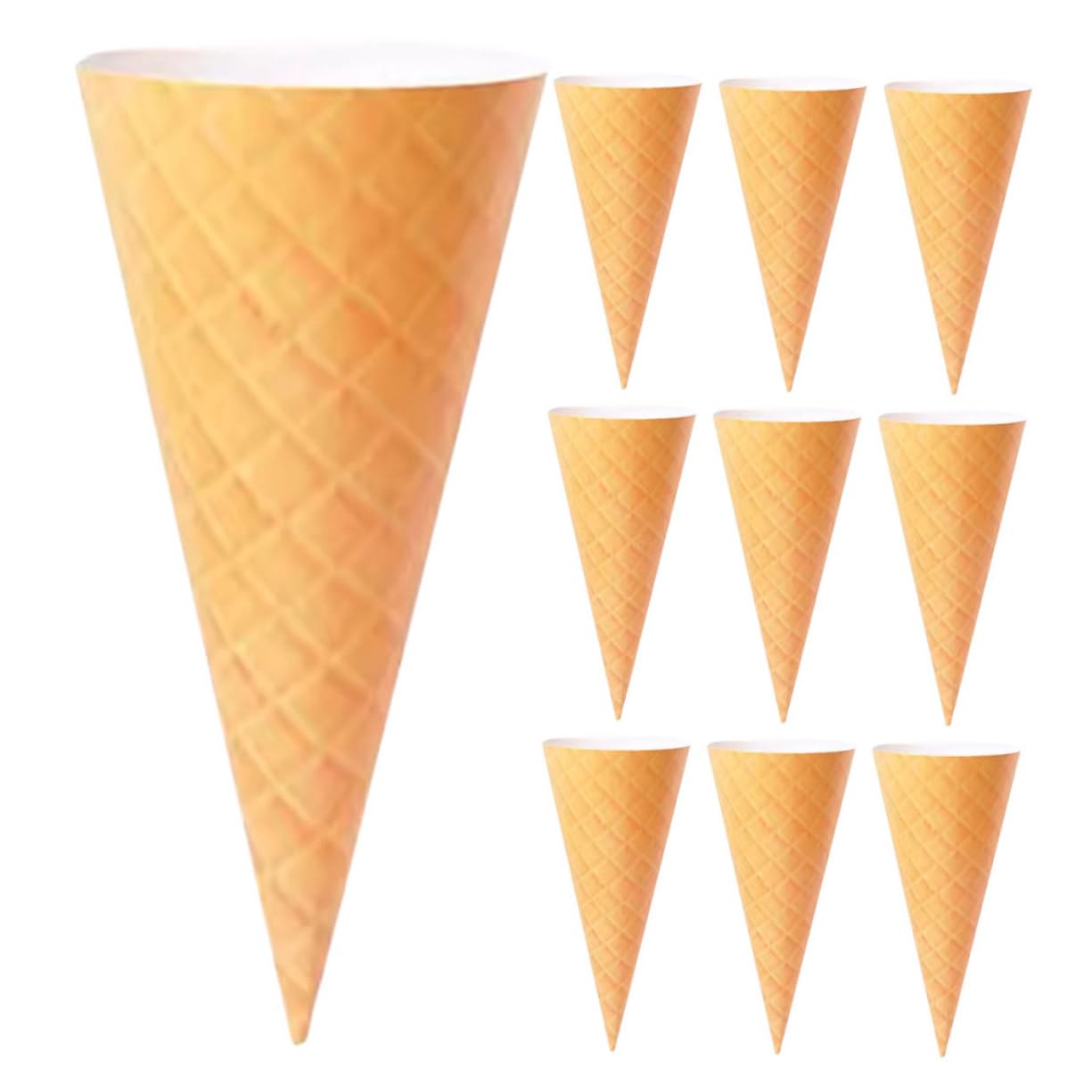 VOSAREA 10pcs Cream Bouquet Wrapping Paper Ice Cream Cone Flower Holder Confetti Cones for Wedding Birthday Special Occasions