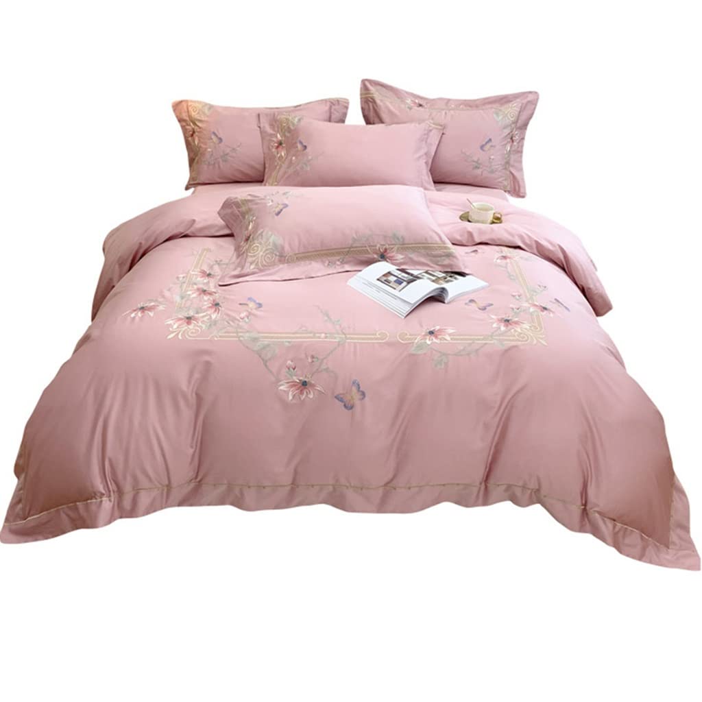 Funda nórdica de algodón suave rosa de mariposas para un dormitorio relajante de matrimonio