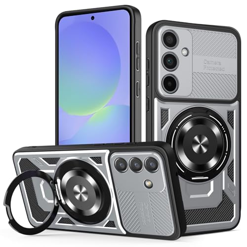 YXINDAFU Funda para Samsung Galaxy A56 5G,Carcasa Militar Antigolpes Silicona TPU y PC Antiarañazos Case con 360° Giratorio Anillo Magnético Soporte para Samsung Galaxy A56/Galaxy A36,Gris
