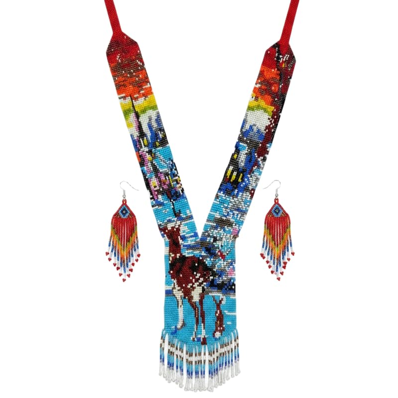 Collar y pendientes de cuentas estilo ucraniano para vestidos étnicos