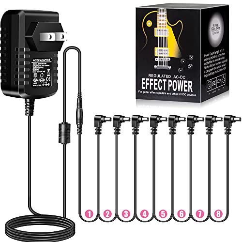 Adaptateur pédale de guitare 9V DC 1A câble alimentation daisy chain 8 voies