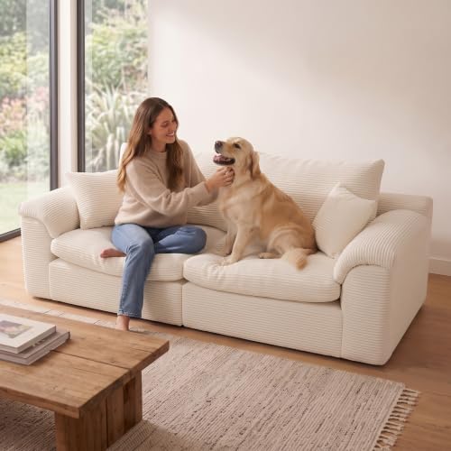 Image of 78 inch Loveseat Sofa, Small Boneless Couch for Living Room, Beige | Love Seat, Couches for Living Room & Apartments & Bedroom, Deep Seat, Kid & Pet Friendly, Family Ready