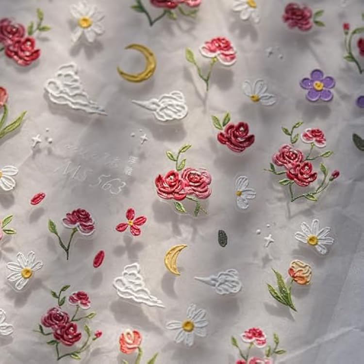 5D Flowers Nail Art Stickers Decals Self Adhesive Nail Decals Red Rose Floral Nail Stickers Manicure Sliders for Women DIY Nail Art Decorations (13.Rose Flowers)