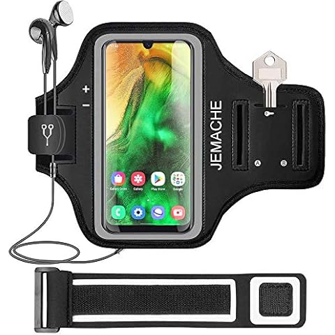 Galaxy A53 A52S A52 A51 Armband, JEMACHE Gym Running Exercises Workouts Arm Band for Samsung Galaxy A50, A51, A52, A52S A53 5G with Card Holder (Black) Cover