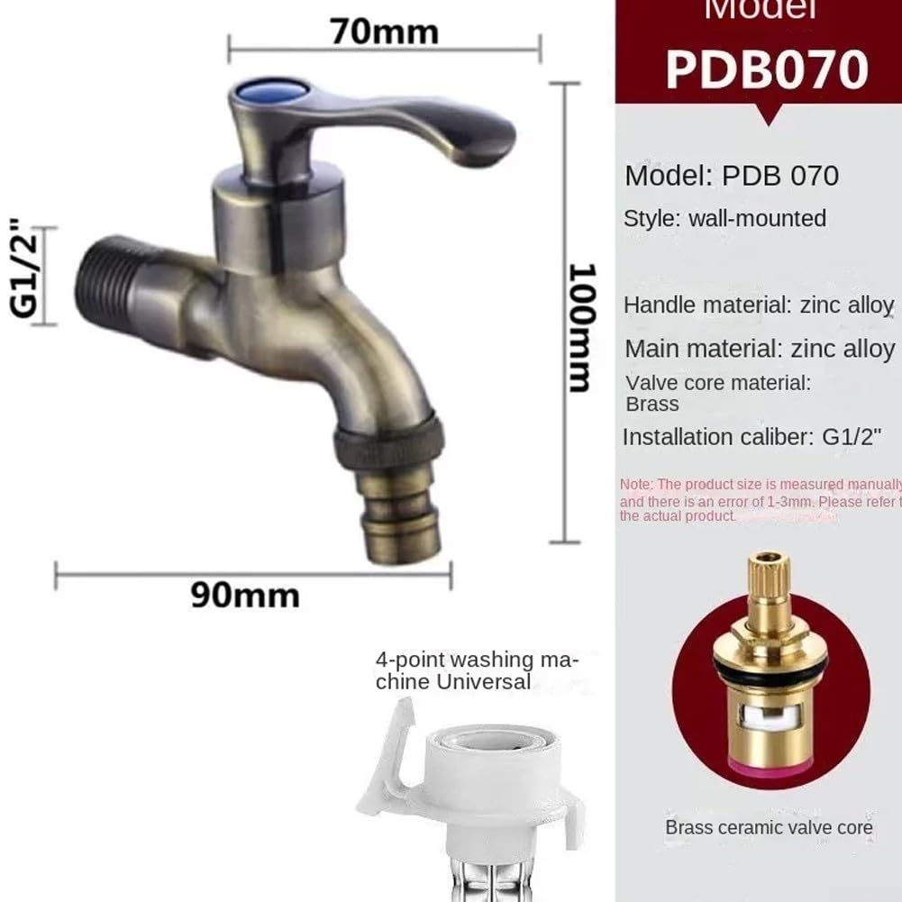 Rubinetto Lavello Stile Vintage - Bronzo Antico, Montaggio A Parete, Ottone Massiccio - Foto 5