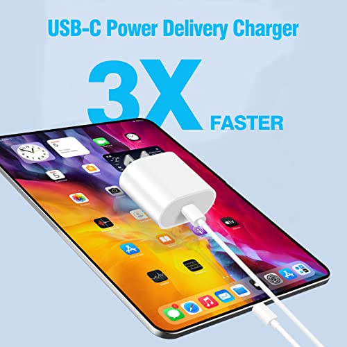 Carregador para iPad Pro [certificado Apple Mfi] 20W USB C com cabo de carregamento USB C para C de
