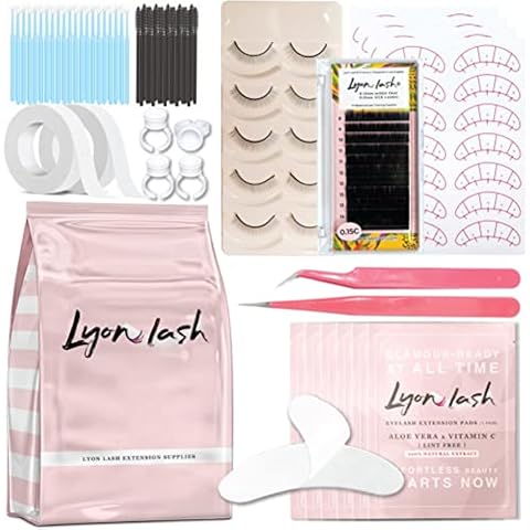 Lyon Lash Eyelash Extension Supplies 4x100 Packs - 100 Pairs Under Eye Gel Pads | 100 Disposable Mascara Brushes Wands | 100 Micro Applicators Brush | 100 Glue Ring Holder | 2 Medical Tapes Cover
