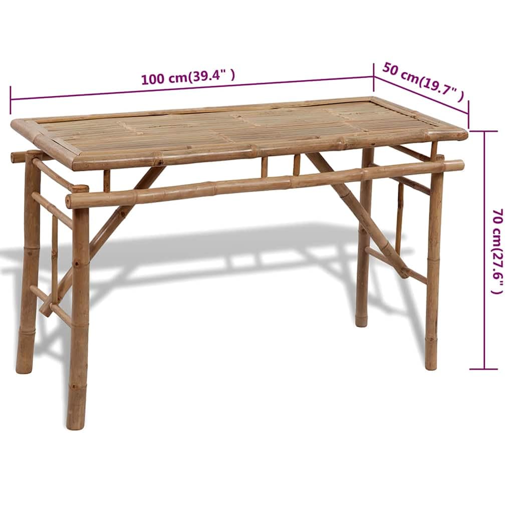 Set Tavolo Birreria e 2 Panchine Pieghevoli in Bambù 100 cm | Struttura pieghevole salvaspazio per terrazzo e balcone, include un tavolo e due sedute in bambù facile da pulire.