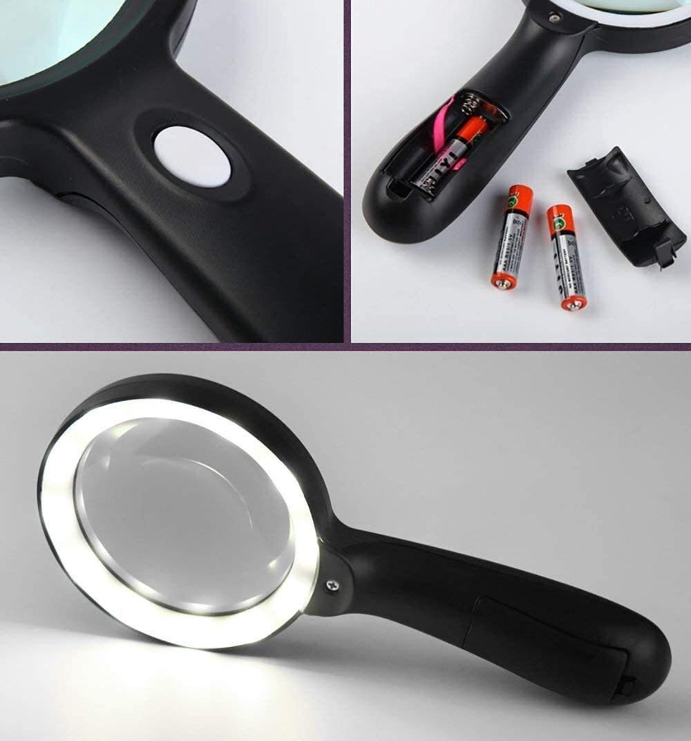 Lenti di ingrandimento Lente di ingrandimento a LED per Anziani Che leggono Illuminazione Notturna Lente di ingrandimento Portatile 10X