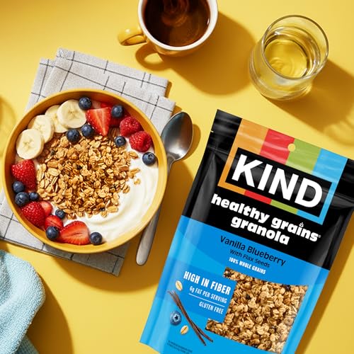Kind Healthy Grains Granola, Vanilla Blueberry Clusters with Flax Seeds, Gluten Free, Healthy Snack Mix, 6g Protein, 11oz, 3 Count - image 4