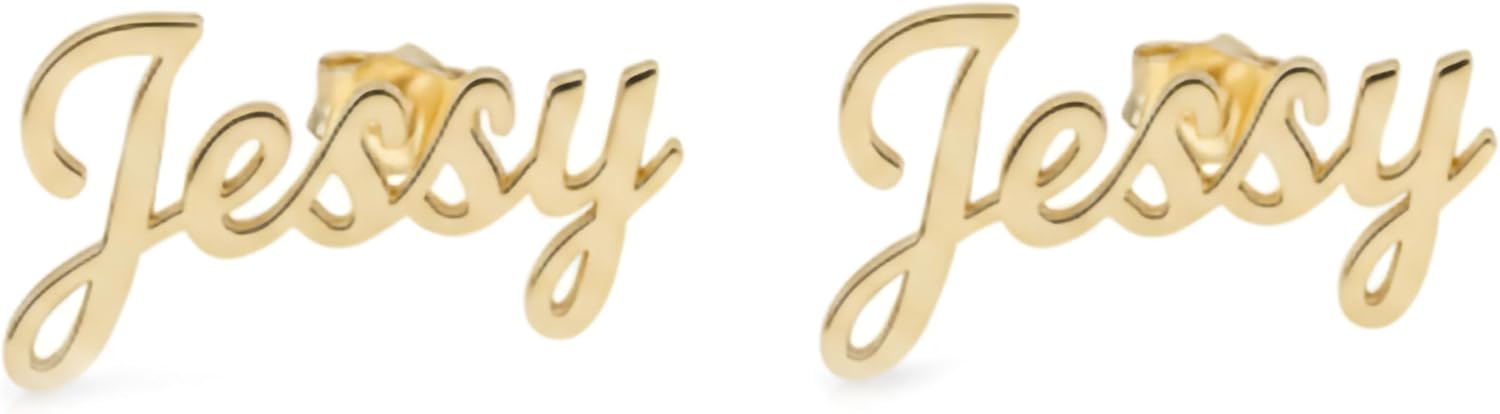 14k Gold Name Stud Earrings - Personalized Stud Earrings - Everyday Wear