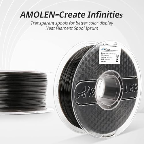 Image of AMOLEN 3D Printer Filament, PLA Filament 1.75mm, Glow in The Dark Filament Green Starry Sky, Best with UV Lamps, Fit Most 3D FDM Printers, Dimensional Accuracy + /- 0.02 mm, 1kg(2.2lbs) Spool