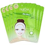 Naturel Finland Korean Face Mask Sheet Aloe Vera 6 Mask Pack for Moisturizing, Cooling and After Sun