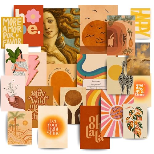 Image of Yellow Town India Bohemian Soul Wall Collage Kit | 21 MultiSized Posters + Wall Friendly Adhesive | 300 GSM | Indie Boho Aesthetic Art Prints | Perfect for Girly Room Decor