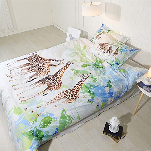 Juego De Cama Suave 400 Hilos 100% Algodón Jirafa, Zoológico Juego De...