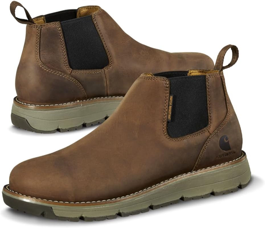 Carhartt Millbrook Water Resistant Romeo Work Boots for Men with 4" Shaft, FastDry & Slip-Resistant Wedge Outsole, EH Rated
