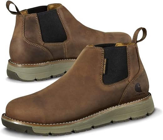 Carhartt Millbrook Water Resistant Romeo Work Boots for Men with 4" Shaft, FastDry & Slip-Resistant Wedge Outsole, EH Rated