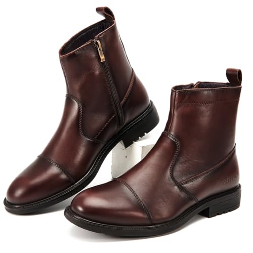Arkbird Mens Chelsea Dress Boots Side Zipper Genuine Leather Classic Fashion Casual Slip-on Ankle Boots for Men (Size 9)3