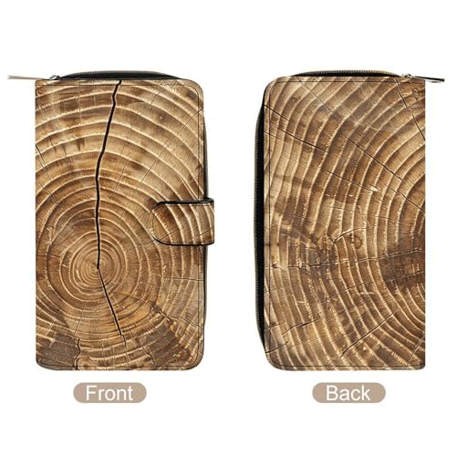 Long portefeuille en cuir imprimé grain de bois avec fermeture éclair - 3