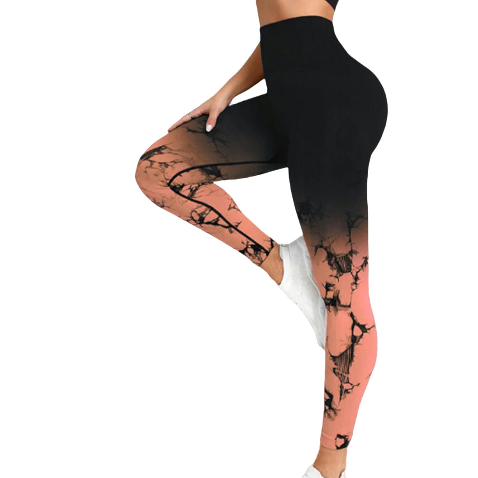 VALGRE Legginsy dla kobiet Wielka Brytania nowe spodnie do jogi tie dye legginsy sportowe damskie bezszwowe wysoka talia push up damskie rajstopy fitness-tie barwione szary-l