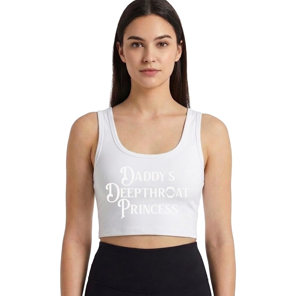 Daddy's Deepthroat Princess Daddys Baby Girl Cum Slut Crop Top BDSM Sleeveless Black-picture-33