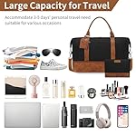 Oeihuivt Weekender Bags for Women - 21 Inch Large Travel Duffel Bag 2-Piece Set with Shoe Compartment, Heavy-Duty Canvas Leather Carry On Overnight Tote - Image 3