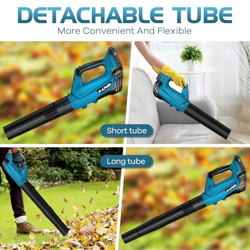 Image of Leaf Blower, Electric Cordless Leaf Blower with 2 Batteries and Charger, 2 Speed Mode, Lightweight Leaf Blowers for Blowing Leaves, Lawn Care, Patio Cleaning and Dust