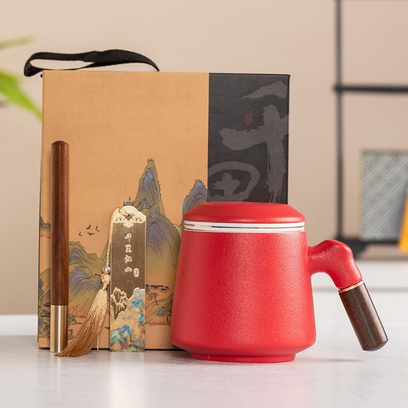 Kung Fu kubek do herbaty kubek ceramiczny z pokrywką kubek dzielący herbata filtr uchwyt drewniany biurko wysokiej klasy nowy chiński prezent hurtowy małe kubki do herbaty