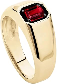 10K 14K 18K Gold Men's 2 Carat Emerald Cut Gemstone Ring Custom Gemstone Birthstone Pinky Ring for Men Jewelry Gift for Him