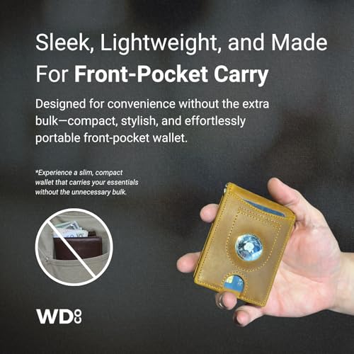 Premium Leather AirTag Wallet for Men – Slim Front Pocket Bifold with Built-In AirTag Holder – Soft Crazy Horse Leather, RFID-Blocking, and Durable Everyday Carry Design4
