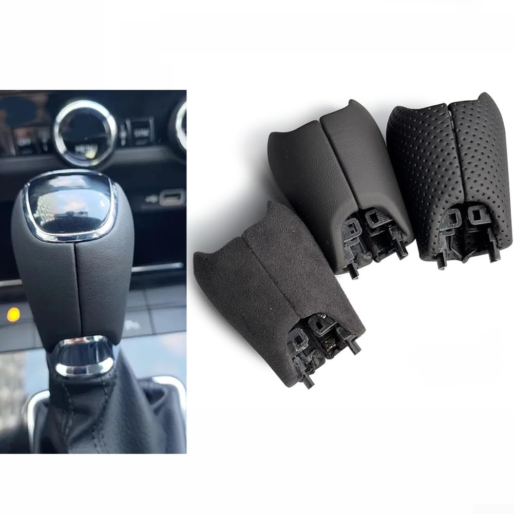 Schaltknauf aus Leder mit Seitenabdeckung für Skoda für Octavia, für Superb und für Fabia, mit strukturierter Oberfläche für verbesserten Griff und stilvolles Upgrade des Fahrzeuginnenraums(B)