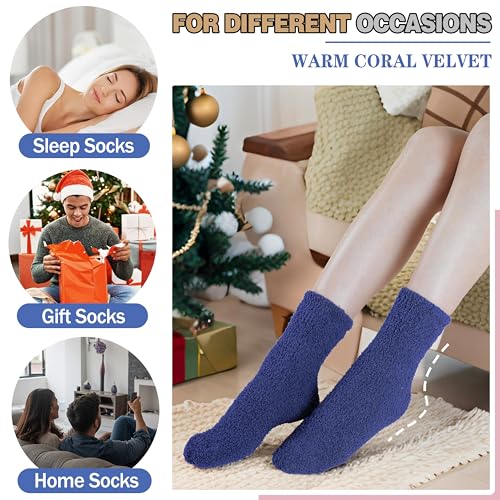 Image of Fuzzy Socks Warm Fluffy Winter Cozy Thick Plush Slipper Sleep Comfy Crew Socks for Women & Men 5 Pairs