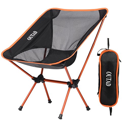 YKS Strandstuhl Klappbarer Campingstuhl Campingstuhl Faltstuhl Klappstuhl Moonchair Camping Hocker mit Rückenlehne,Picknick, Wandern, bis zu 150kg(orange)