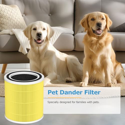 Image of 2 Pack AC400 Pet Care Replacement Filter for Purivortex AC400 Air Purifier, AC400 Pet Care Filter for Home Large Room, Yellow