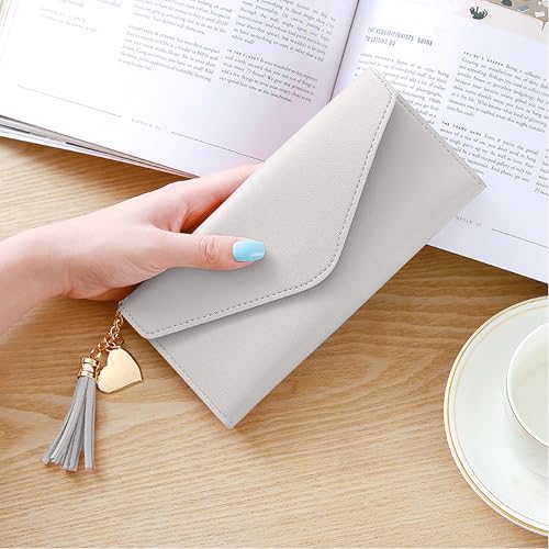 Image of Kraptick Women's Wallet -Stylish and Compact Purse Clutch Wallet for Women, Stylish Card Coin Holder, Debit Card Holder, Money Organizer and Travel Wallet for Women with 12 Slots (Light Gray)